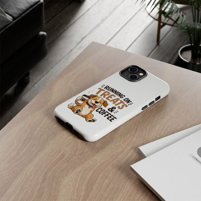 Running on Treats & Coffee Phone Case | Cute Dog Design for iPhone & Samsung