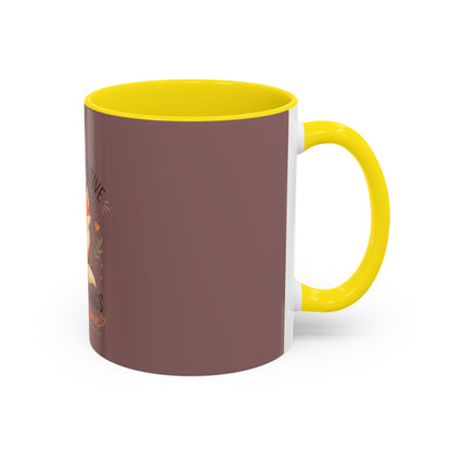 Stay Positive Fox Coffee Mug – 'Good Things Take Time' Inspirational Accent Mug
