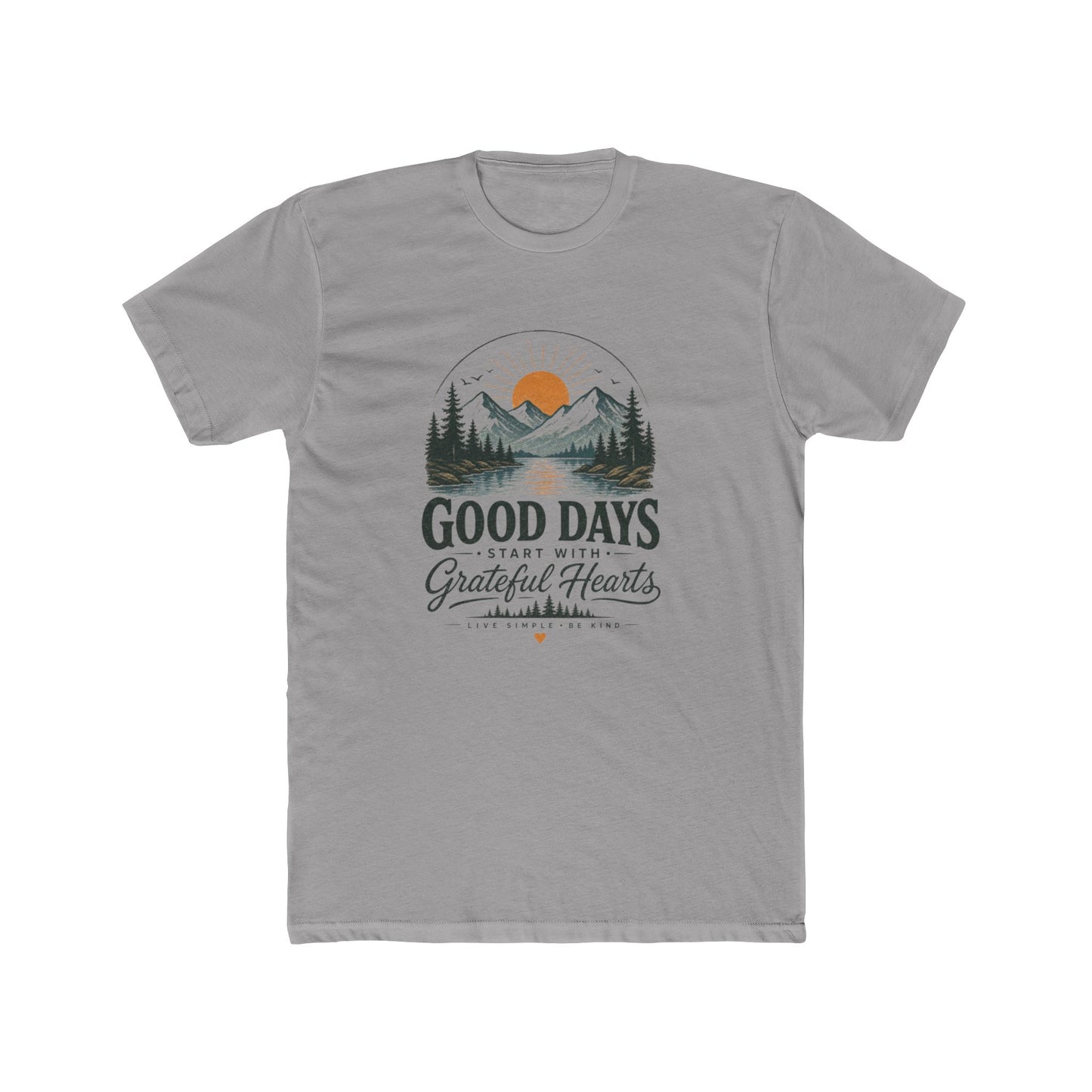 Good Days Start With Grateful Hearts T-Shirt | Mountain Sunrise Graphic Tee