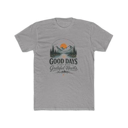 Good Days Start With Grateful Hearts T-Shirt | Mountain Sunrise Graphic Tee