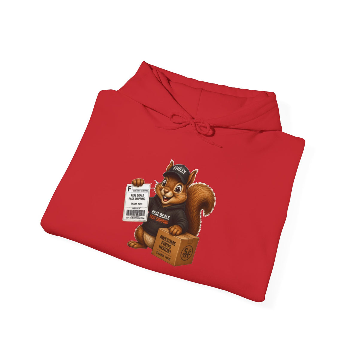 Squirrel Courier Hoodie – Cute Delivery Squirrel Holding Package & Receipt