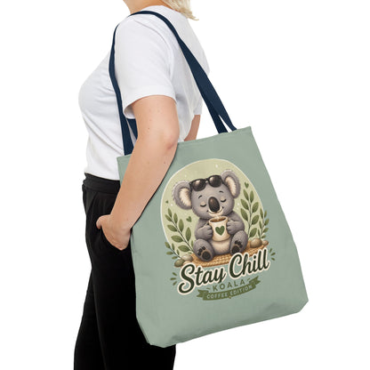 Stay Chill Koala Tote Bag | Cute Relaxing Animal AOP Tote | Eco-Friendly Canvas Tote Bag | Funny Koala Gift Idea for Animal Lovers
