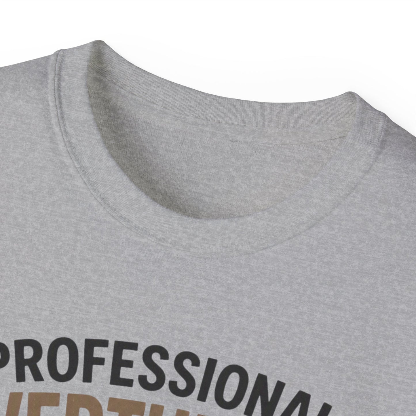 Professional Overthinker T-Shirt – Funny Cat Overworking Graphic Tee