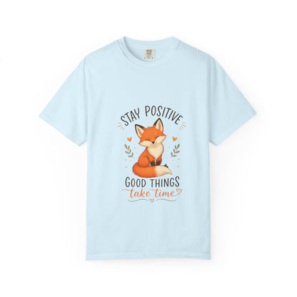 Fox Graphic T-Shirt — "Good Things Take Time" Stay Positive Inspirational Tee