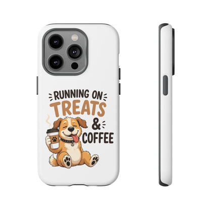 Running on Treats & Coffee Phone Case | Cute Dog Design for iPhone & Samsung