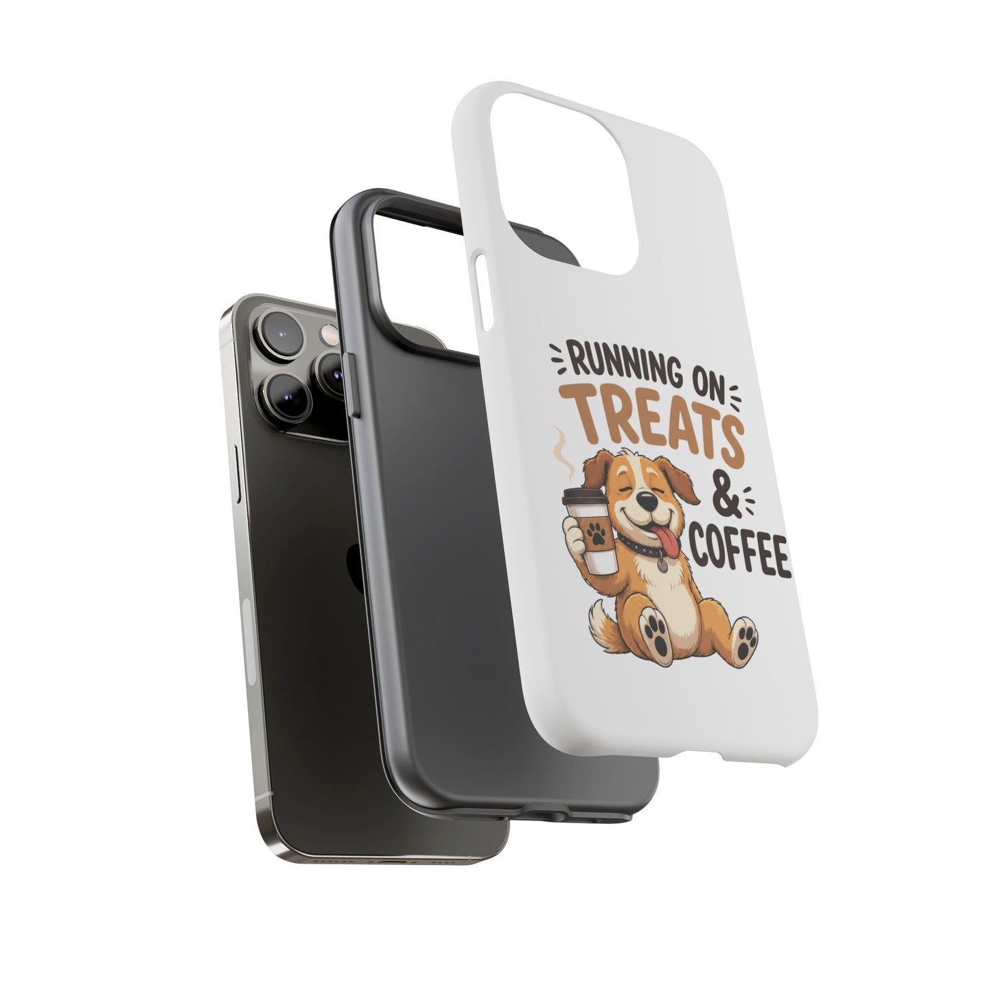 Running on Treats & Coffee Phone Case | Cute Dog Design for iPhone & Samsung