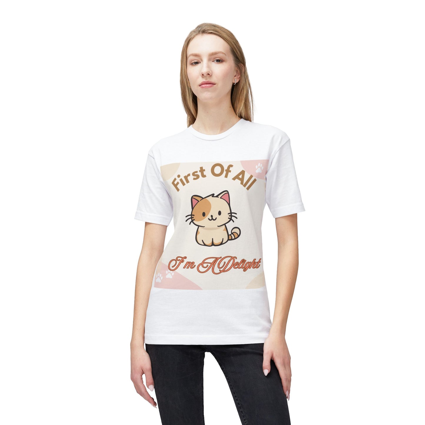Cat Graphic T-Shirt — "First Of All I'm A Delight" Cute Kawaii Cat Tee