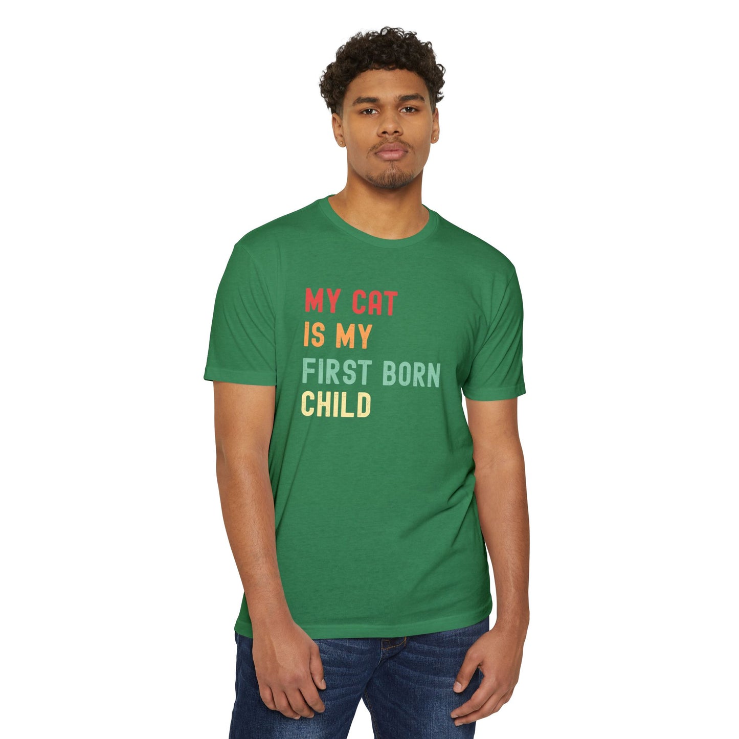 Funny Cat Lover T-Shirt – 'My Cat Is My First Born' Unisex Pet Parent Tee