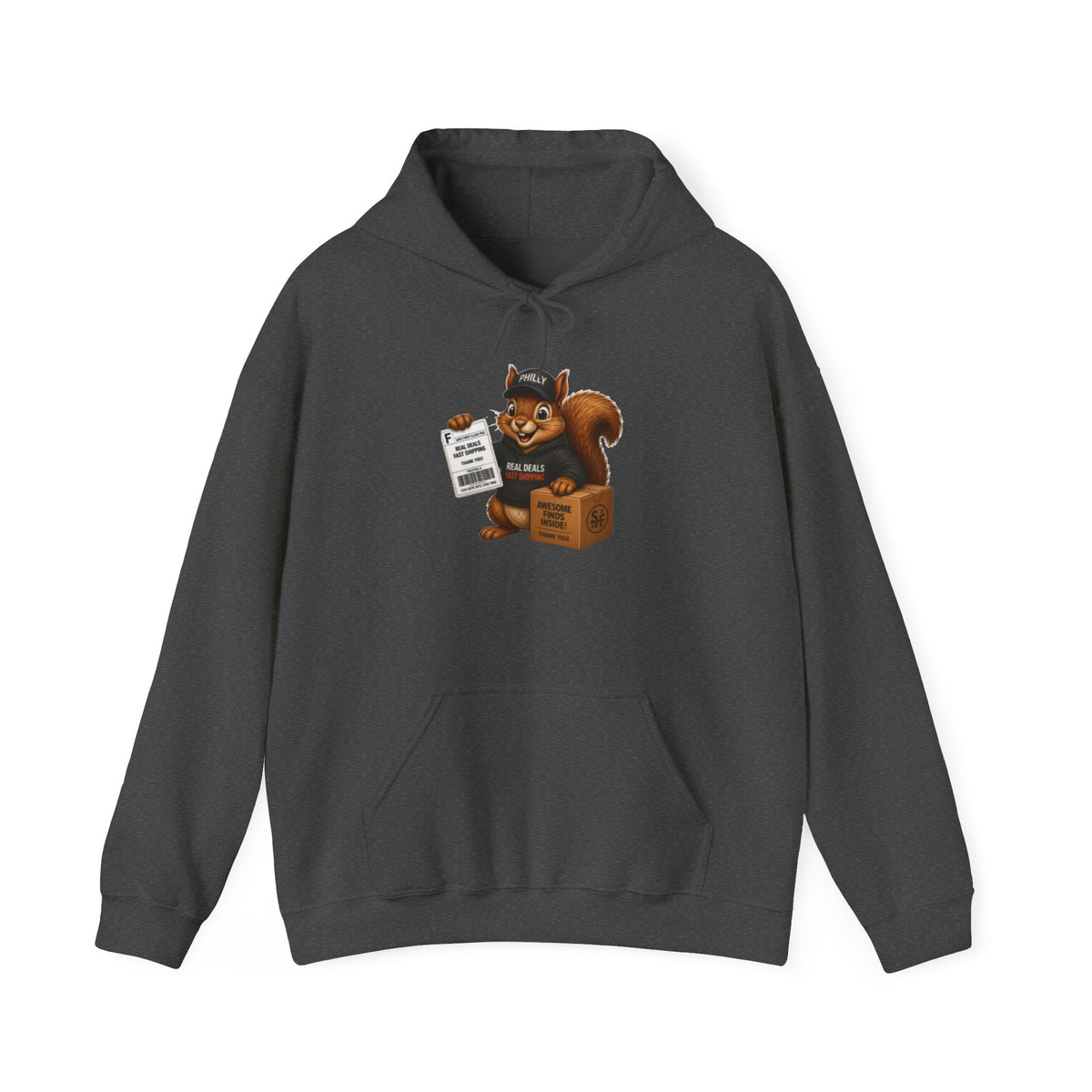 Squirrel Courier Hoodie – Cute Delivery Squirrel Holding Package & Receipt