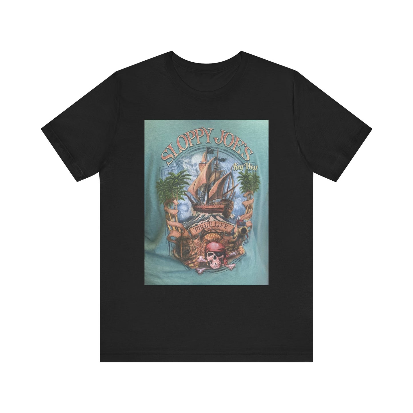 Retro Sloppy Joe sandwich graphic tee with Key West theme, funny food design on unisex casual shirt