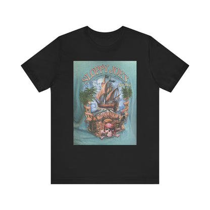 Retro Sloppy Joe sandwich graphic tee with Key West theme, funny food design on unisex casual shirt