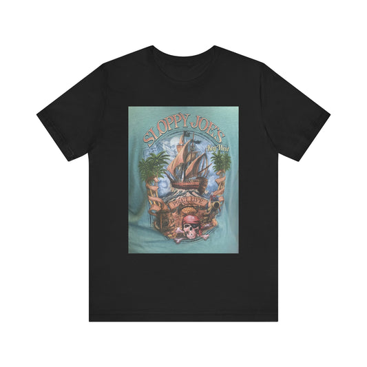 Retro Sloppy Joe sandwich graphic tee with Key West theme, funny food design on unisex casual shirt