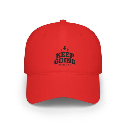 Keep Going Low Profile Baseball Cap — Motivational Embroidered Hat