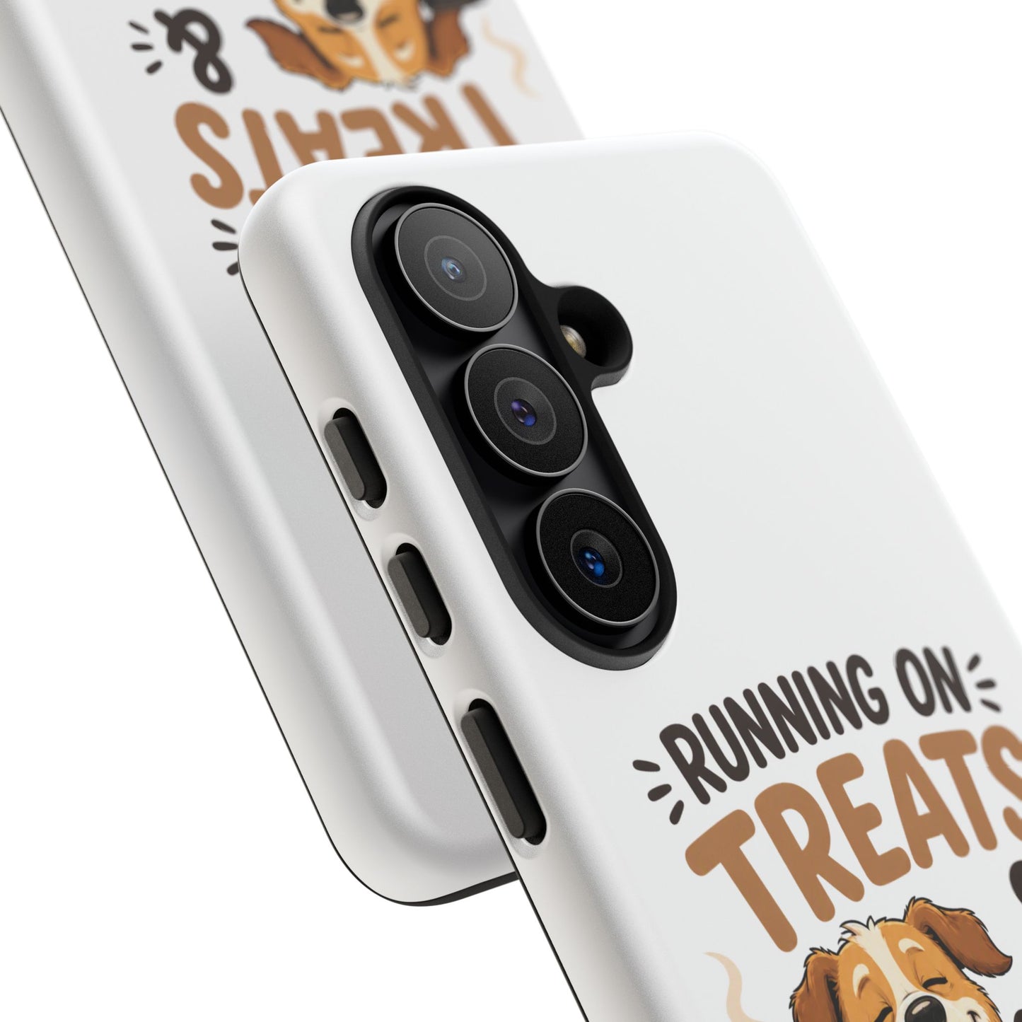 Running on Treats & Coffee Phone Case | Cute Dog Design for iPhone & Samsung