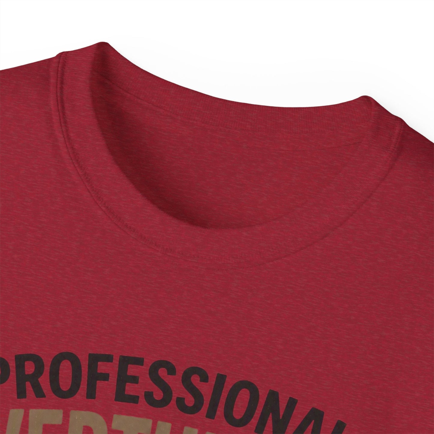 Professional Overthinker T-Shirt – Funny Cat Overworking Graphic Tee