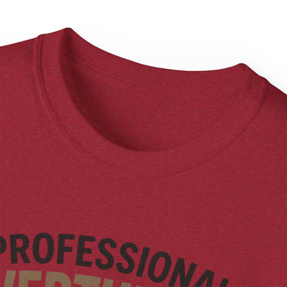 Professional Overthinker T-Shirt – Funny Cat Overworking Graphic Tee