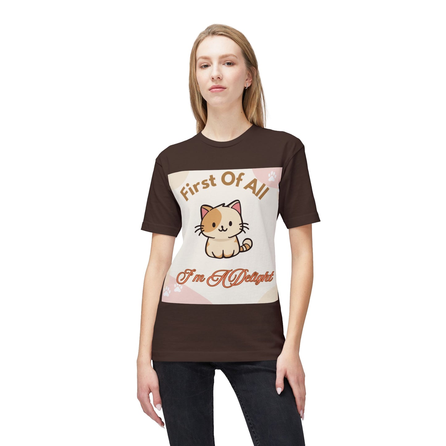 Cat Graphic T-Shirt — "First Of All I'm A Delight" Cute Kawaii Cat Tee