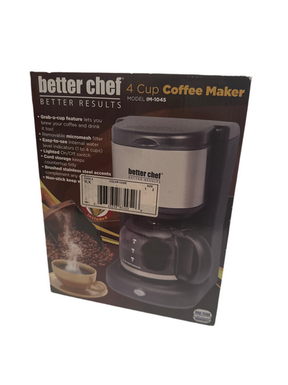 Better Chef 4 Cup Coffee Maker with Removable Filter - Compact Design