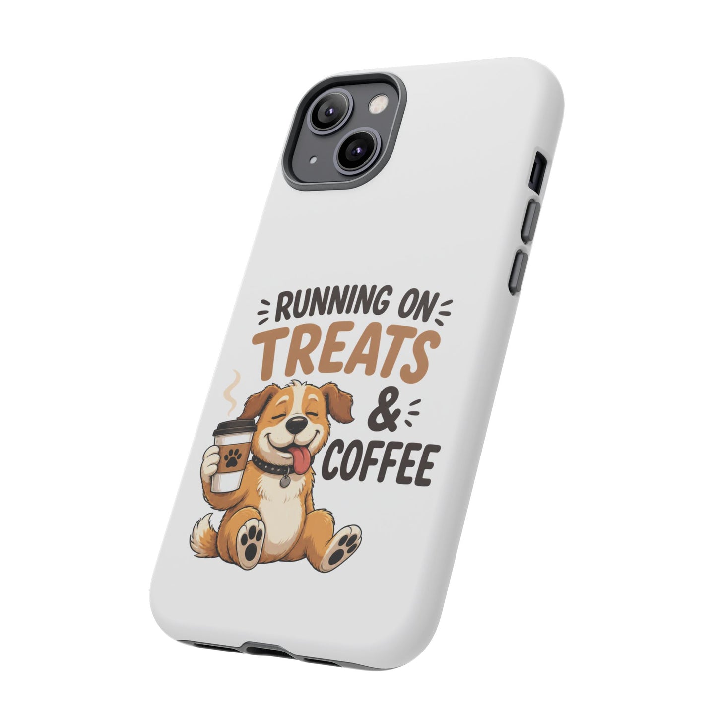 Running on Treats & Coffee Phone Case | Cute Dog Design for iPhone & Samsung