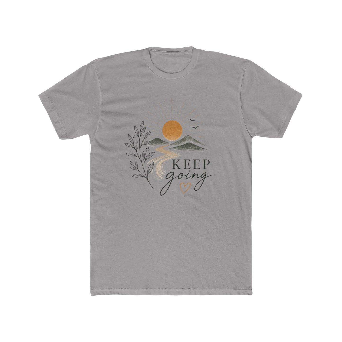 Back view of the Keep Going white graphic t-shirt on a bright cyan background, showing a clean unisex crew neck tee — EveryMailBox Print Shop