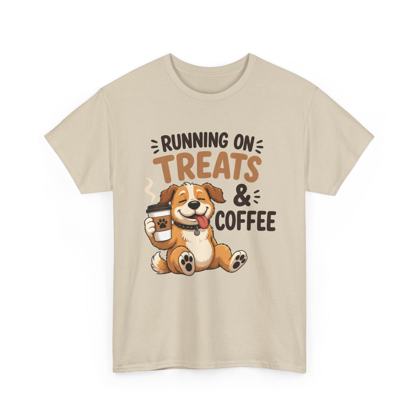 Running on Treats & Coffee T-Shirt | Cute Dog & Coffee Graphic Tee
