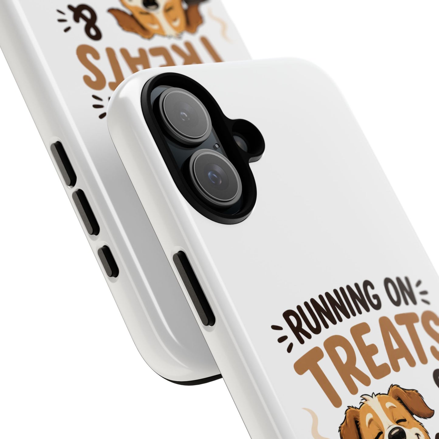 Running on Treats & Coffee Phone Case | Cute Dog Design for iPhone & Samsung