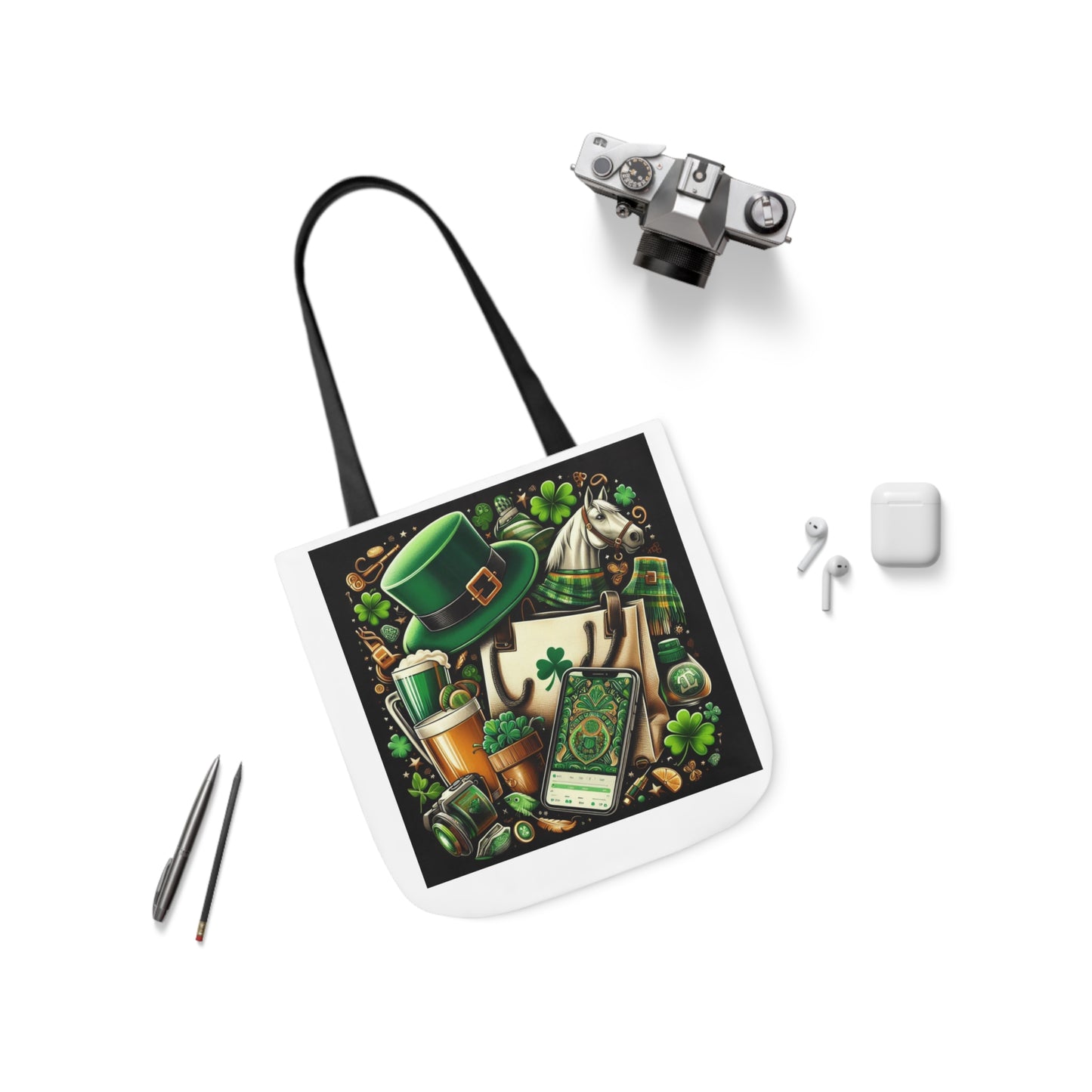 Fun Designs Canvas Tote Bag with Colorful Straps - Perfect for All Occasions!