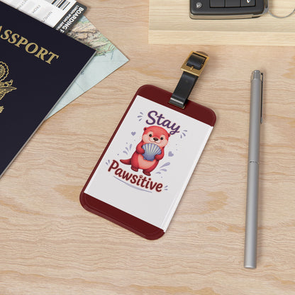 Otter Luggage Tag – 'Stay Pawsitive' Travel ID Tag | Cute Travel Gift