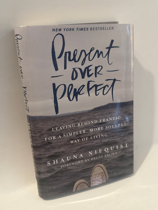 Present Over Perfect book cover – Shauna Niequist – soulful living guide to simplicity, spiritual renewal, and emotional wellness – ocean scene