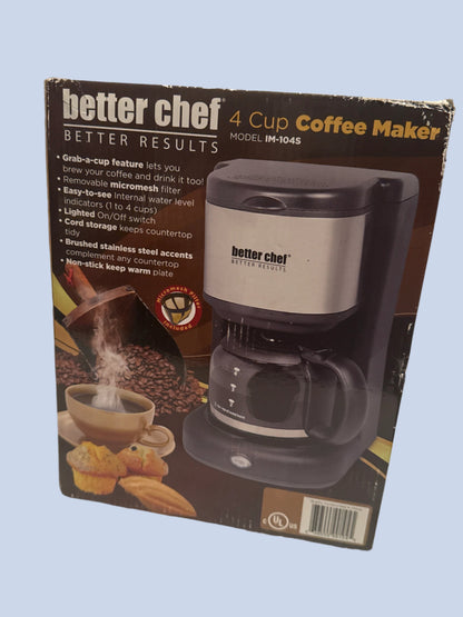 Better Chef 4 Cup Coffee Maker with Removable Filter - Compact Design