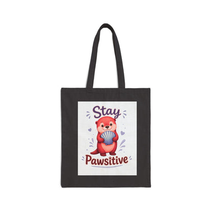 Stay Pawsitive Otter Tote Bag – Cute Animal Canvas Tote