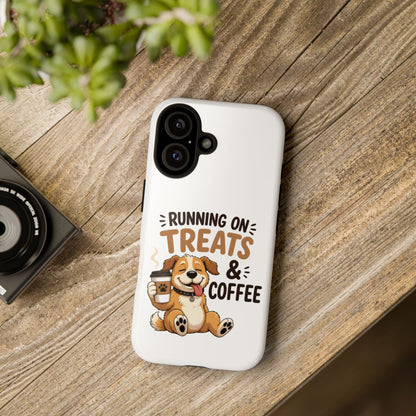 Running on Treats & Coffee Phone Case | Cute Dog Design for iPhone & Samsung