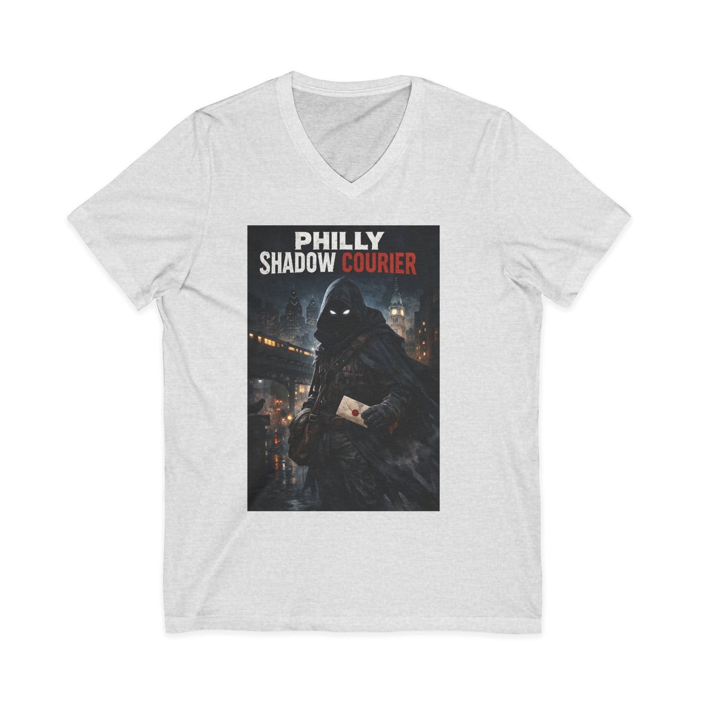 Philly Shadow Courier V‑Neck Tee – Unisex Graphic Shirt