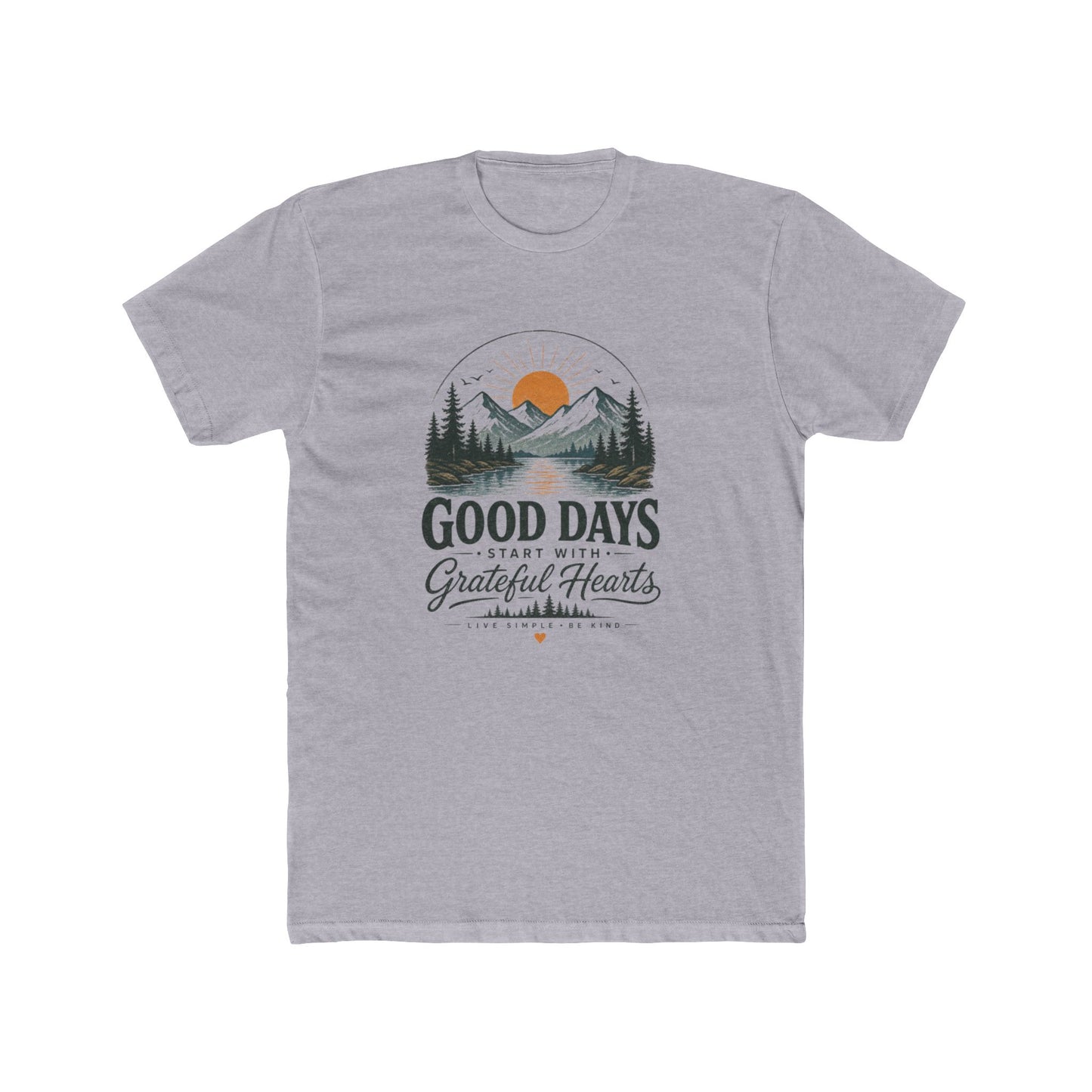 Good Days Start With Grateful Hearts T-Shirt | Mountain Sunrise Graphic Tee