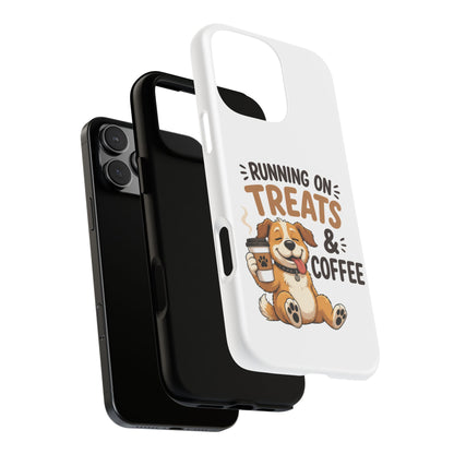 Running on Treats & Coffee Phone Case | Cute Dog Design for iPhone & Samsung