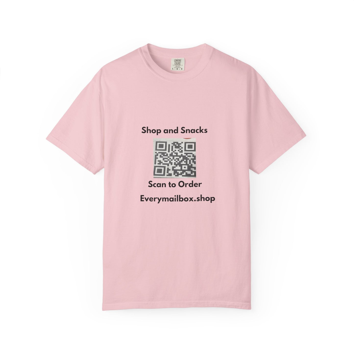 QR Code Promo T-Shirt — "Shop and Snacks" Scan to Order Tee