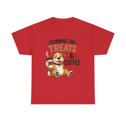 Running on Treats & Coffee T-Shirt | Cute Dog & Coffee Graphic Tee
