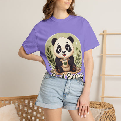 Good Energy Panda T-Shirt | Positive Vibes Cute Panda Graphic Tee for Women Men | Funny Motivational Animal Shirt | Soft Unisex Tee S–2XL
