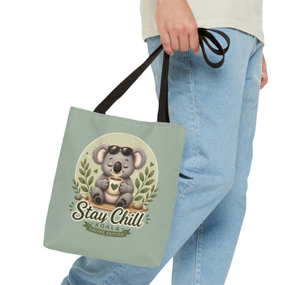 Stay Chill Koala Tote Bag | Cute Relaxing Animal AOP Tote | Eco-Friendly Canvas Tote Bag | Funny Koala Gift Idea for Animal Lovers