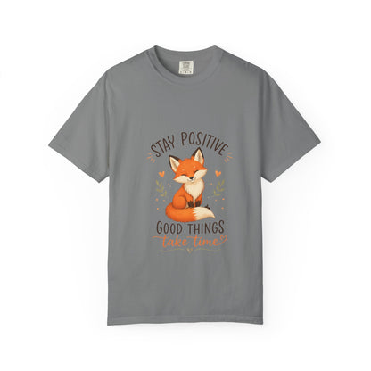Fox Graphic T-Shirt — "Good Things Take Time" Stay Positive Inspirational Tee