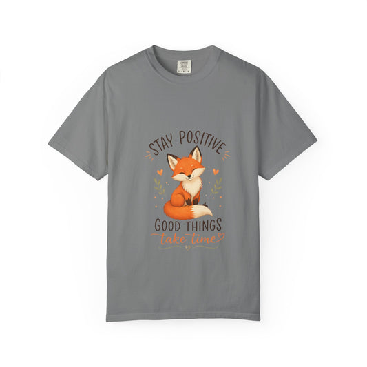 Fox Graphic T-Shirt — "Good Things Take Time" Stay Positive Inspirational Tee