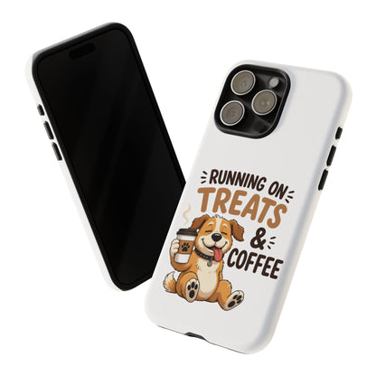 Running on Treats & Coffee Phone Case | Cute Dog Design for iPhone & Samsung