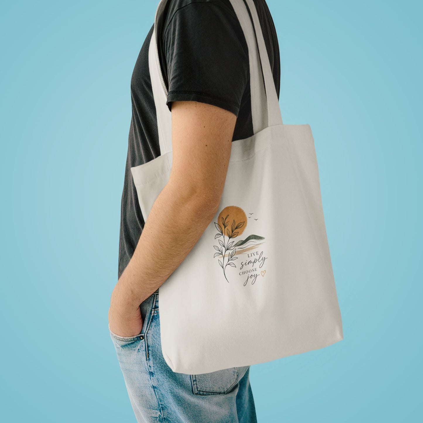 Sunset Botanical Tote Bag — 'You Are My Sunshine' Custom Cotton Tote