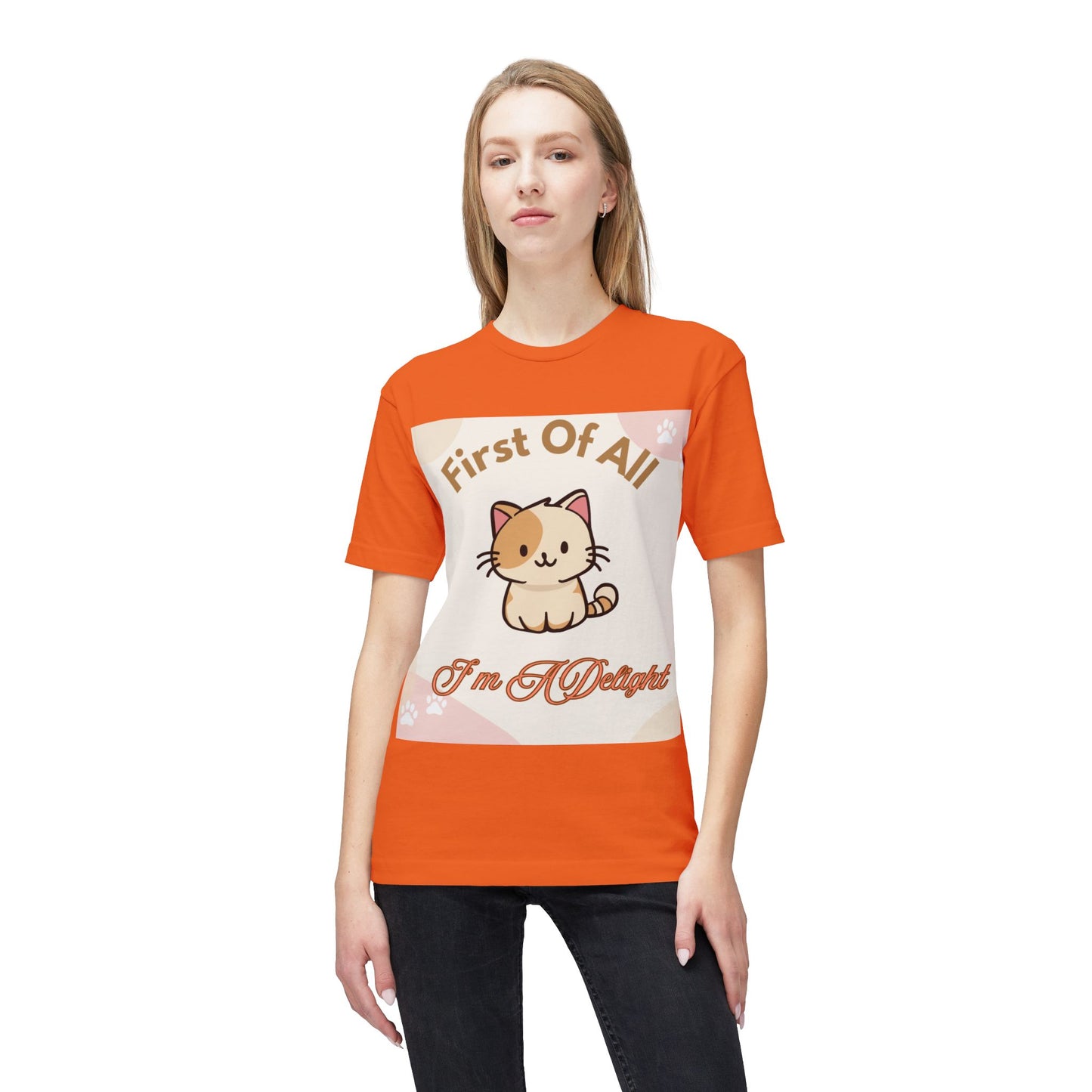Cat Graphic T-Shirt — "First Of All I'm A Delight" Cute Kawaii Cat Tee