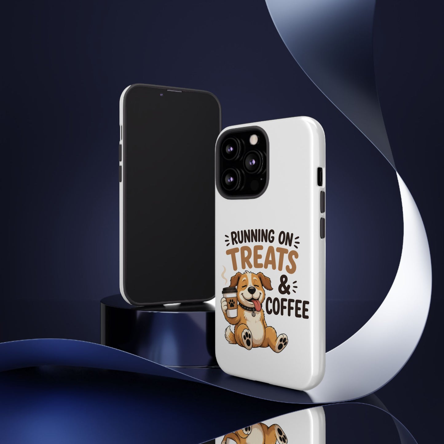 Running on Treats & Coffee Phone Case | Cute Dog Design for iPhone & Samsung