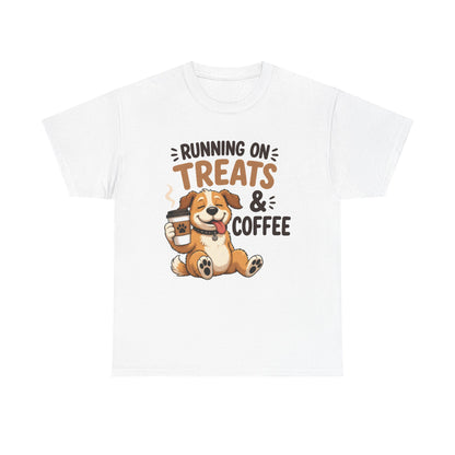 Running on Treats & Coffee T-Shirt | Cute Dog & Coffee Graphic Tee