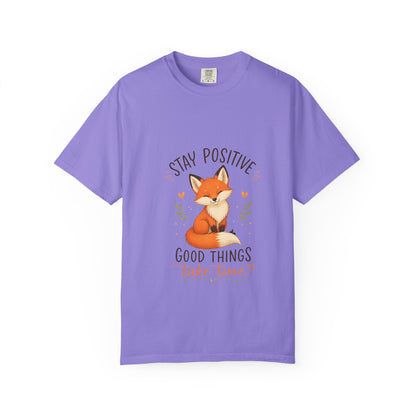 Fox Graphic T-Shirt — "Good Things Take Time" Stay Positive Inspirational Tee