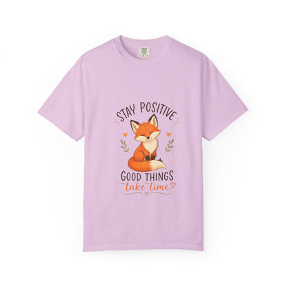 Fox Graphic T-Shirt — "Good Things Take Time" Stay Positive Inspirational Tee