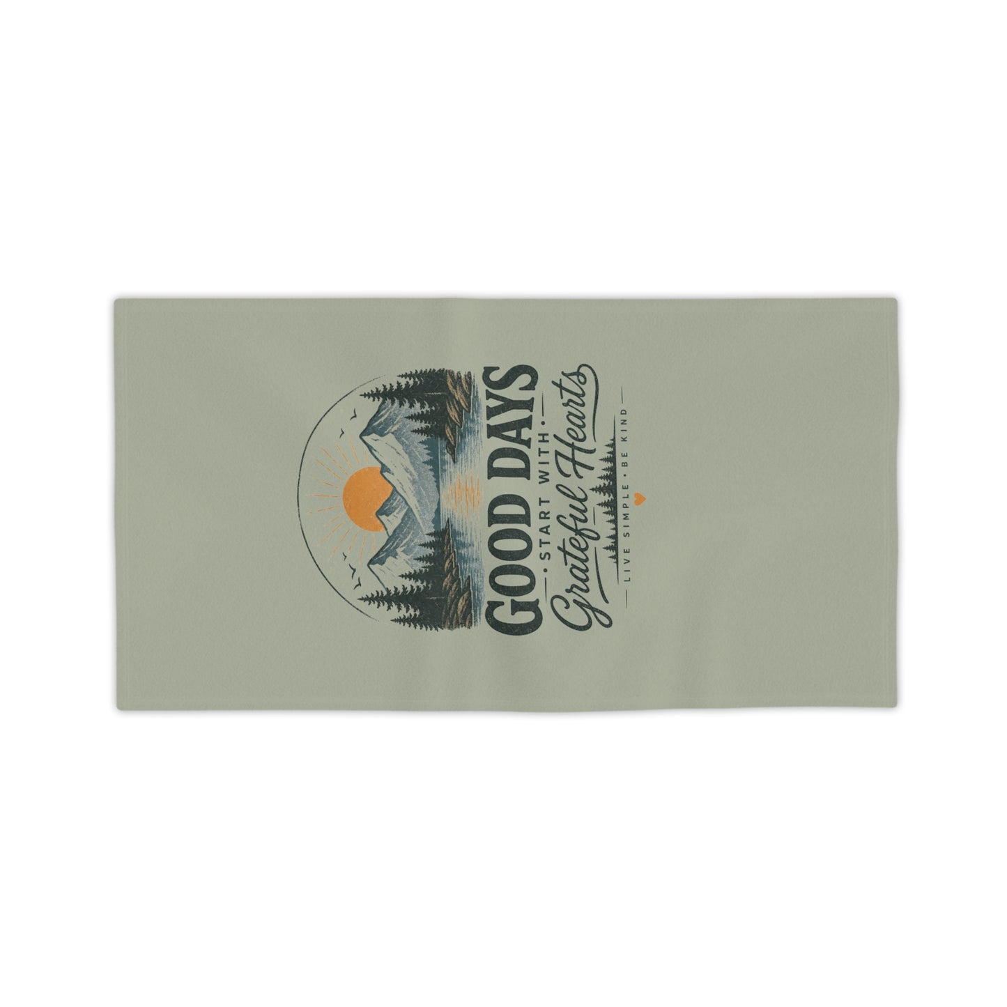 Good Days Grateful Hearts Beach Towel | Mountain Sunrise Print