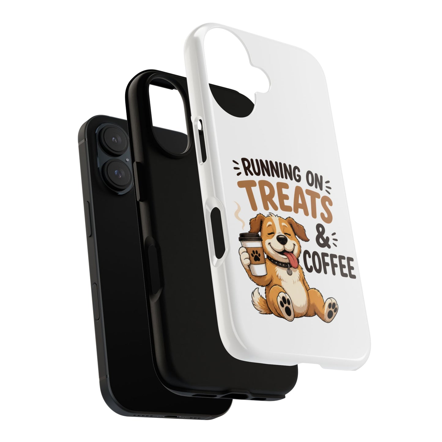 Running on Treats & Coffee Phone Case | Cute Dog Design for iPhone & Samsung
